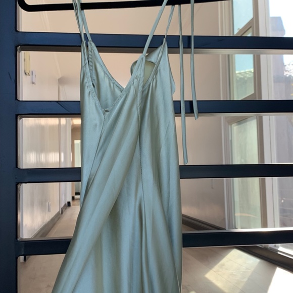 Cinderella Divine Sage Green Cowl Neck Satin Dress - Picture 5 of 6